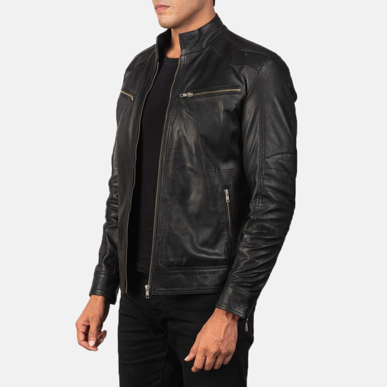 Mens Mack Black Leather Biker Jacket6006-3-1568631565577